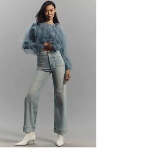 anthropologie The Colette Cropped High-Rise Wide-Leg Jeans by Maeve: 29 new blue